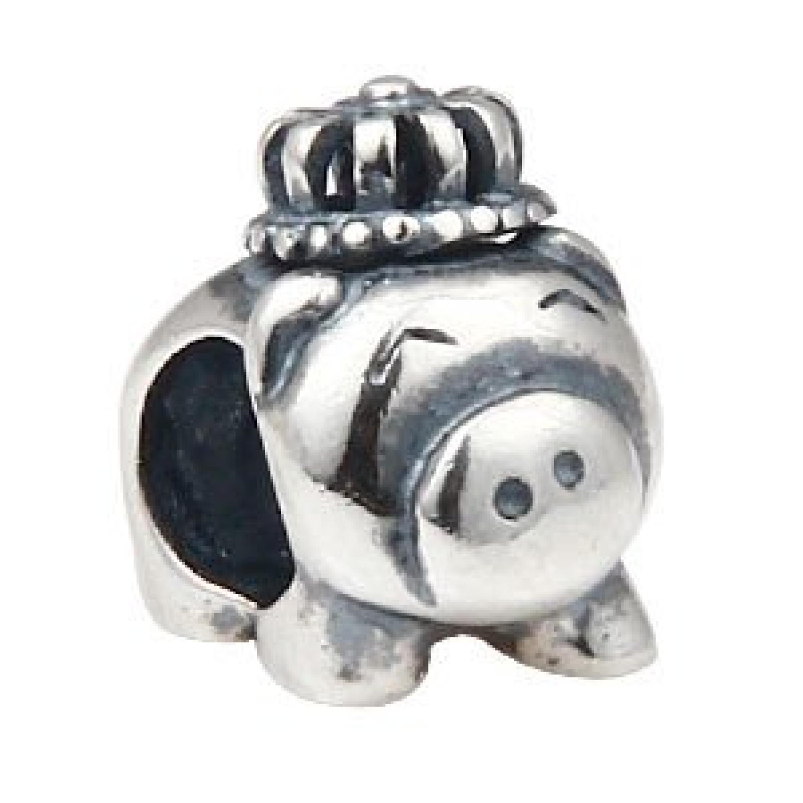 Andante-Stones Original Massiv 925 Sterling Silber Bead "Schweinchen" Glücksbringer - Element Kugel für European Beads + Organzasäckchen 